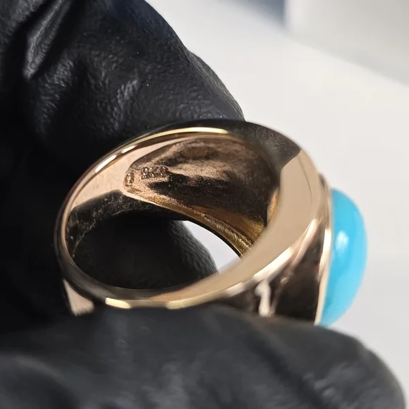 Rare Sterling Silver 925 TURQUOISE EGG RING - Picture 3 of 8